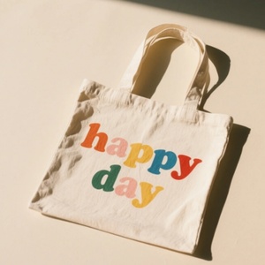 Sac fourre-tout en toile blanche personnalisé avec logo, en coton sergé, réutilisable, pour femme, idéal pour le shopping – Vente chaude - Product Image 2
