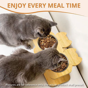 Support de gamelle incliné en bois massif écologique et moderne pour animaux de compagnie, protection du cou, gamelle surélevée pour chiens et chats - Product Image 2