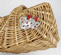 Panier cadeau de noël de vacances moderne personnalisé de haute qualité nouveau rectangle de mode joli petit panier de bébé en osier avec poignée