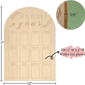 Marco de Fotos de Madera para el Primer Año del Bebé, Marco de Fotos con Mariposas para el Primer Año, Tablero de Hitos de <span class=keywords><strong>12</strong></span> <span class=keywords><strong>Meses</strong></span>, Marco de Recuerdo para Bebé - Product Image 1