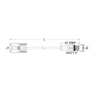 Conector Macho HDB de 15 Pines a Conector Macho M12 de 17 Pines con Código A, Cable con Aislamiento de PVC, <span class=keywords><strong>Conductor</strong></span> de Cobre de Calibre 24 AWG - Product Image 2