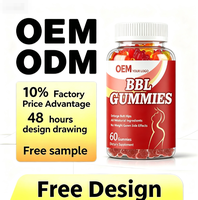 Gummies BBL OEM, complément alimentaire naturel à base de maca et de racine de Pueraria, soutien pour raffermir la silhouette, 60 gummies à mâcher, étiquette privée
