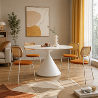 Table de salle à manger minimaliste italienne, blanc pur, pour petit appartement, table de salle à manger ronde