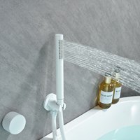 Robinet de baignoire encastré WEIHAO en nickel brossé, à bouton unique, avec douchette à effet pluie carrée et pulvérisateur à main, ensemble de robinetterie de salle de bain