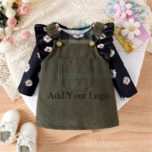 Vestito in cotone floreale per bambina abbigliamento autunnale <span class=keywords><strong>neonato</strong></span> per bambini e neonati con tutina a manica lunga Set di vestiti per bambine - Product Image 2