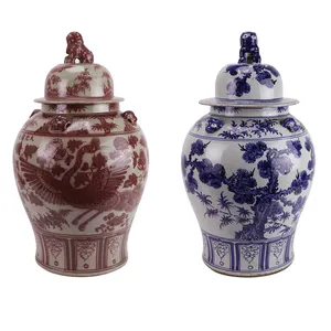 RXCG04-A-B dipinto a mano blu e bianco albero di pino di bambù fiore di prugna 23 pollici vaso tempio di porcellana per la decorazione della casa