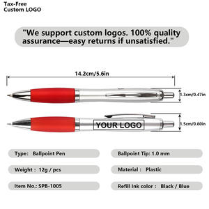 Meilleur stylo bille promotionnel pas cher avec logo personnalisé, corps en plastique 1,0 mm, orange jaune, imprimé sur mesure pour l'école et le bureau - Product Image 2