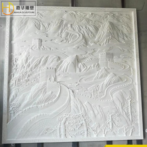 Relieve de piedra tallada Jiahua con diseño de la Gran Muralla China, panel decorativo de arte en mármol de estilo chino. - Product Image 4