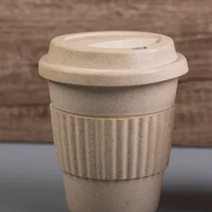 Onbreekbaar 356Ml Tarwe Fiber Biologisch Afbreekbaar Koffie Thee Cup Mok Met Deksel