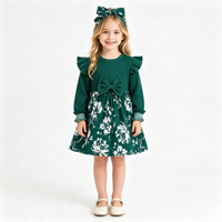 Ensemble robe florale pour petite fille avec bandeau à nœud, robe d'été à manches longues à volants, tenue décontractée pour fête et vacances pour enfants
