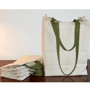 Bolsa de compras grande de lona de algodón orgánico, muy vendida, de color sólido, con apertura y cierre universal, para todas las estaciones. - Product Image 1