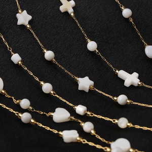 Collar de Perlas de Imitación con Forma de Corazón y Cadena Hecha a Mano con Conchas Marinas Naturales, Chapado en Oro de 18k, Acero de Titanio, Unisex, a la Moda - Product Image 1