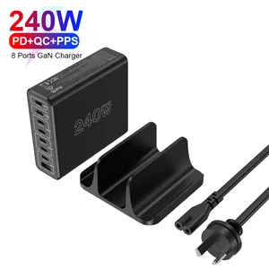 200W USB C Desktop Charger 8-Port PD 100W PPS 45W GaN Fast Charging Station Laptop Travel Adapter for MacBook iPad Phone14/14