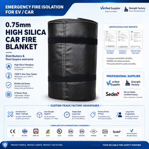 Solution de confinement d'incendie pour batteries de véhicules <span class=keywords><strong>électrique</strong></span>s, <span class=keywords><strong>couverture</strong></span> anti-feu en fibres de silice haute performance, fournisseur OEM - Product Image 1
