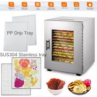 Déshydrateur alimentaire domestique de haute qualité en acier inoxydable pour fruits et légumes, 10 et 16 plateaux, avec porte entièrement vitrée, pour snacks