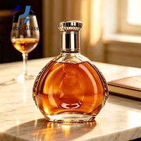 Bouteille de parfum et de whisky XO en verre vide de 700 ml, de forme irrégulière, plate et ronde, de luxe, personnalisée, avec bouchon premium