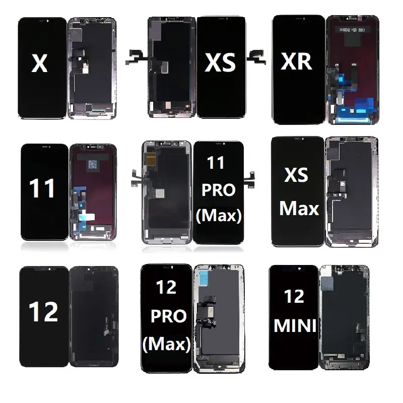 Lcd ponsel pengganti 100%, untuk iPhone X XR XS 11 12 13 14 Mini Pro Max Pantalla 5C 5s 6 6s 7 8 Plus SE Display