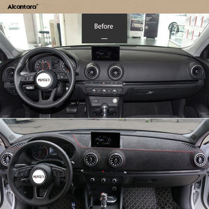 Cubierta de salpicadero de puntada roja en <span class=keywords><strong>Alcantara</strong></span> real <span class=keywords><strong>para</strong></span> Audi A3 2016-2019 RS3 0 Pad Alfombras Accesorios de <span class=keywords><strong>coche</strong></span> Kit de tapicería Modificación - Product Image 2