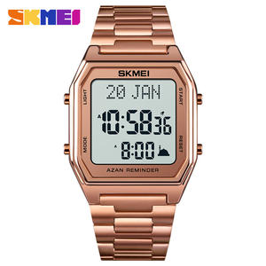 <span class=keywords><strong>SKMEI</strong></span> <span class=keywords><strong>1763</strong></span> Vente Chaude OEM Hommes Montre Numérique Exclusive Bracelet En Acier Inoxydable Lumineux Simple Priez Qibla Montre Décontractée Fournisseur - Product Image 5