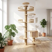 Tour d'escalade en bois et sisal du sol au plafond, avec mobilier d'appartement et plateforme de saut, maison pour animaux, arbre à chat - Vente en gros usine