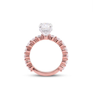 חצי נצח 2.5 מ "מ בועה 2.5ct d צבע אליפסה מבריק לחתוך moissanite טבעת אירוסין 18k עם הילה מוסתר - Product Image 4