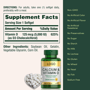 Nhãn hiệu riêng Canxi bổ sung vitamin Softgels hỗ trợ sức khỏe Xương Canxi Vitamin D Softgel - Product Image 4