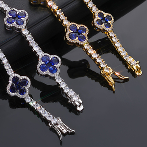 NUOYA Collar Gargantilla de Tenis Iced Out con Trébol de Cuatro Hojas y Circonitas Cúbicas para Mujer, Cadena de Tenis Bañada en Oro, Joyería Fina de Hiphop - Product Image 5