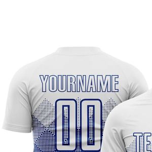 Camiseta de Fútbol Blanca y Azul de Manga Corta, Uniforme Deportivo Transpirable de Secado Rápido para Entrenamientos, Partidos y Equipos Atléticos - Product Image 5