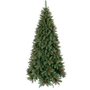 预照明4英尺6英尺绿色白色聚氯乙烯人造圣诞树带灯金属支架定制4英尺6英尺120厘米180厘米预照明树