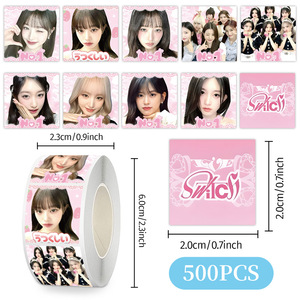 500 pegatinas/rollo KPOP Straykids IVE RIIZE ITZY STAYC NT DREAM Wish Karina Ins <span class=keywords><strong>Jungwon</strong></span> Stayc TWS ZB1 Kickflip Decor Decal - Product Image 1