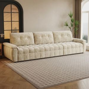 High Density Memory Foam Chenille Convertible <b>Sofa</b> Bed Modern Minimalist Living Room L-Shape Reclining Tufted Back Armless - Product Image 1