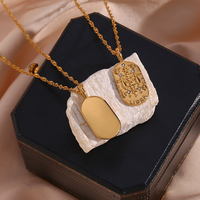 Collier de mode plaqué or 18 carats avec zircon, carte de tarot, en acier inoxydable, CZ, 12 signes du zodiaque, carré, pour femmes