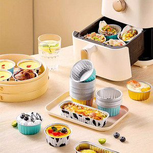 Pudding Foil Bowls Cupcake And <b>Egg</b> Tart Molds Air Fryer Specific High Temperature Resistant Reusable Aluminum Foil Trays - Product Image 1