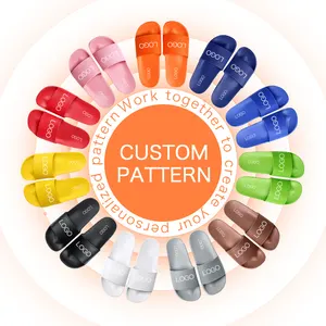 Designer Sandalen Aangepaste Slides,Custom Logo Zwart Slides Sandaal Mannen, Custom Gedrukt Slippers Slides Schoeisel
