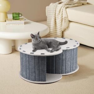 Portable Eco-Friendly Felt Pet House Foldable Donut <b>Cat</b> <b>Bed</b> with Round Peekaboo <b>Tunnel</b> Hideaway Cave for Multiple <b>Cats</b> - Product Image 6