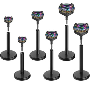 Boucles d'oreilles en acier inoxydable avec tige allongée, zircon et serti à griffes couleur or, bijoux de mode pour soirée, piercing - Product Image 3