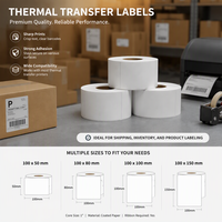 Kertas Label Transfer Termal Warna Kustom 100x50 100x80 100x100 100x150 Kertas Semi Gloss Stiker Barcode Termal Label Pengiriman
