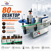Imprimante d'étiquettes automatique industrielle de bureau pour bouteilles rondes, haute précision, automatisation, remplacement de l'étiqueteuse manuelle pour bouteilles