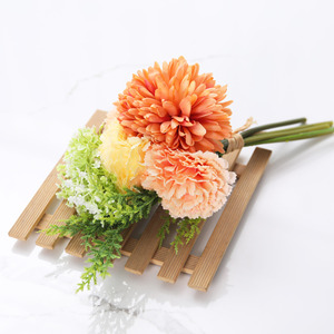 <span class=keywords><strong>Oeillets</strong></span> artificiels fleur soie oeillet Bouquet feuille verte pour la maison fête mariée mariage Festival décor - Product Image 4