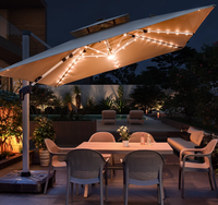 Moderne Solaire Alimenté Patio Parapluie LED Lumières Bouton Poussoir Inclinaison pour Mobilier Extérieur Jardins Cours Hôtels Plages