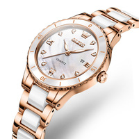 Montre de luxe pour femmes OLEVS 9985 Céramique Montre étanche Elegant Diamond Lady Quartz Montres pour femmes Reloj Mujer