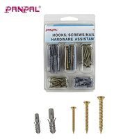 Kit d'Assortiment de Vis et Chevilles en Carton OEM en Gros, 60 Pièces, Vis Plaquées Zinc Jaune, Chevilles Murales en Plastique, Ensemble d'Outils Manuels