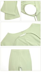 Ensemble de yoga moulant effet seconde peau, séchage rapide, tenue de sport dos nu, ensemble deux pièces avec pantalon évasé - Product Image 6