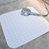 Tapis de bain carré transparent moderne 21 x 21 cm, design antidérapant robuste, pour toilettes et accessoires, avec ondulations stables, en PVC, pour douche et salle de bain