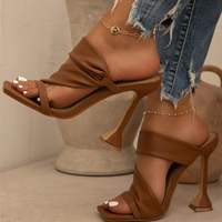 Nouvelles Sandales d'Été à Talons Hauts Grande Taille, Bout Carré, pour Femmes, Sandales à Talons Aiguilles Transfrontalières