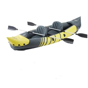 Ensemble de kayak gonflable en PVC jaune 316*98*47 CM, bateau à pagaies avec pagaies en aluminium, siège réglable, pompe à pied pour 2 personnes - Product Image 1