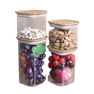 Bocaux de rangement <span class=keywords><strong>en</strong></span> <span class=keywords><strong>verre</strong></span> borosilicate scellé de 600ml, <span class=keywords><strong>lot</strong></span> de 50 pièces, pots carrés pour stockage de bonbons et miel - Product Image 3