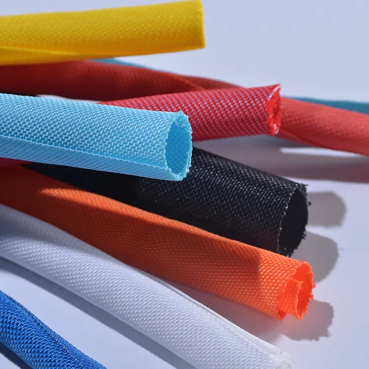 Protección de cable de fibra ignífuga Manga textil de autoenvoltura Manga de cable trenzado de telar en espiral