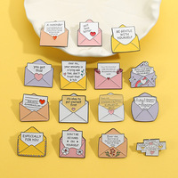 Nouvelles épingles de la série de texte inspirant, badges créatifs personnalisés, dessin animé, couleur inspirante, ensemble d'enveloppes anglaises