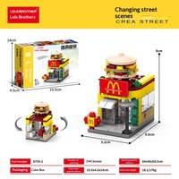 Lele Brothers Mini Street View Assembled City Building Model Ornament Children's Toy ABS Plastic Blocks Wholesale
